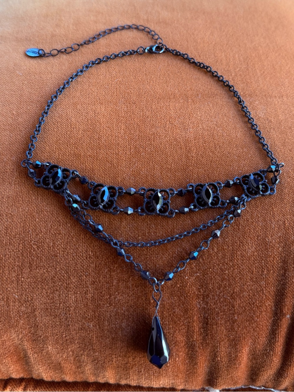 Y2k Claire’s Jewelry Layered Pendant Chocker Gothic Necklace in all Black